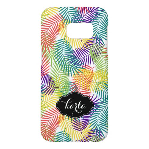 Stylized Colorful Tropical Palm Leafs Pattern Samsung Galaxy S7 Case