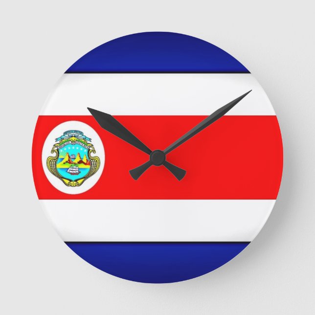 Stylized Costa Rica Flag Round Clock (Front)