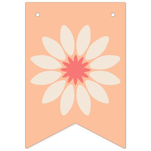 Stylized Cream Daisy on Peach Bunting Banner