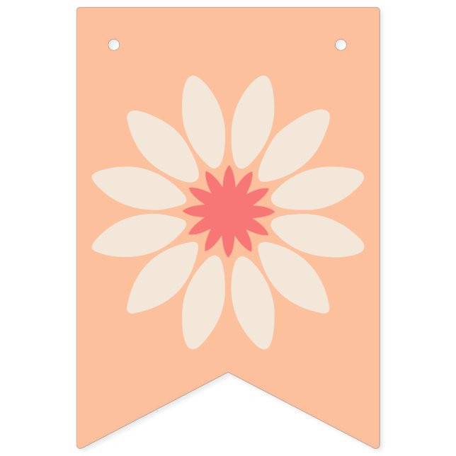 Stylized Cream Daisy on Peach Bunting Banner (First Flag)