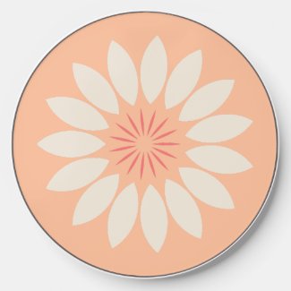 Stylized Cream Sunflower on Peach