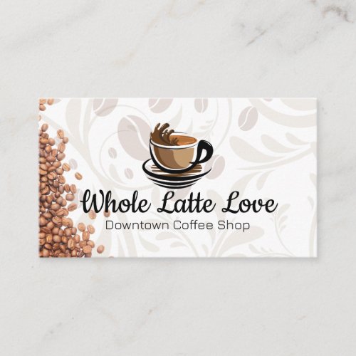 Stylized Cup of Java  Coffee Beans Business Card
