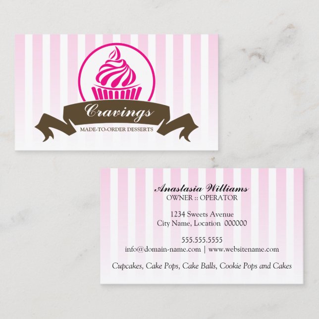 Stylized Cupcake Bakery Business Card (Front/Back)