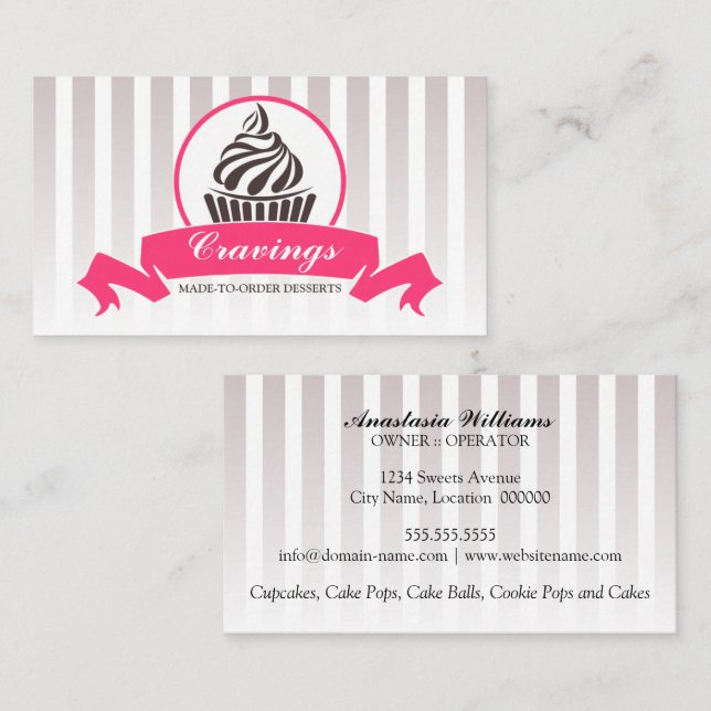 Stylized Cupcake Bakery Business Card (Front/Back)