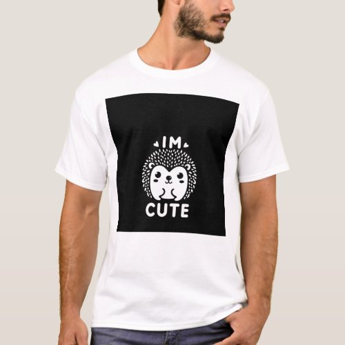 Stylized cute hedgehog design with I AM SWEET le T_Shirt