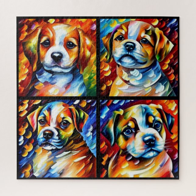 Stylized Cute Puppies Jigsaw Puzzle (Vertical)