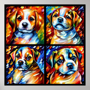 Stylized Cute Puppies Poster