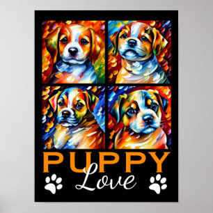 Stylized Cute Puppies Poster