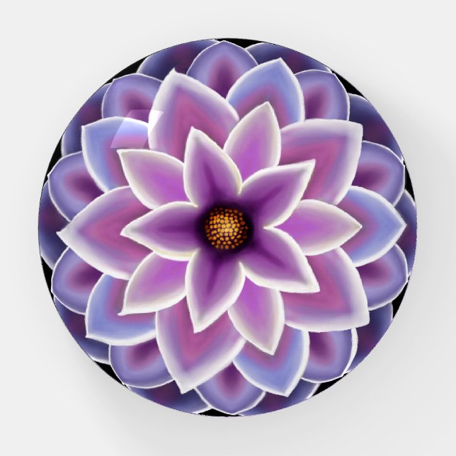 Stylized Dahlia Glass Paperweight (Front)