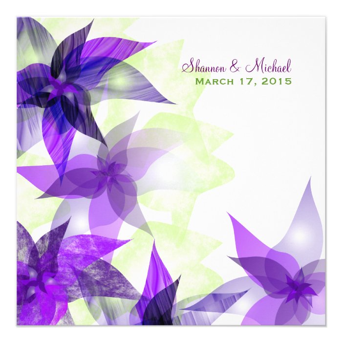 Stylized Daisies Purple Wedding Invitation