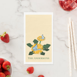 Stylized Dandelion Butterfly Welcome to New Home Paper Guest Towels