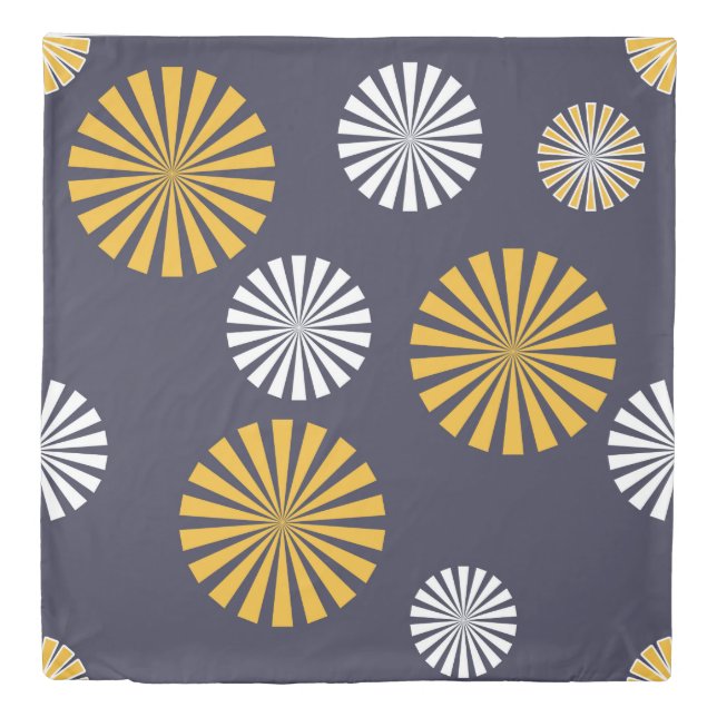 Stylized dandelions, navy blue, yellow, white duvet cover (Front)