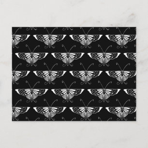 Stylized Deco butterfly  - black and white Postcard