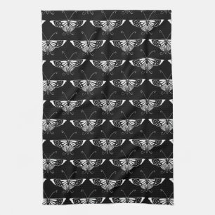 Stylized Deco butterfly - black and white Towel
