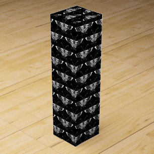 Stylized Deco butterfly - black and white Wine Box