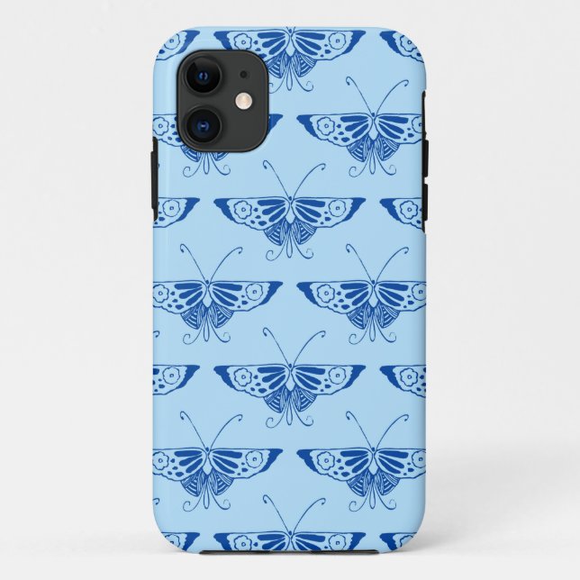 Stylized Deco butterfly  - cobalt and pale blue Case-Mate iPhone Case (Back)