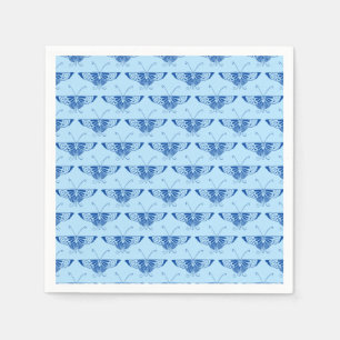 Stylized Deco butterfly - cobalt and pale blue Paper Napkins