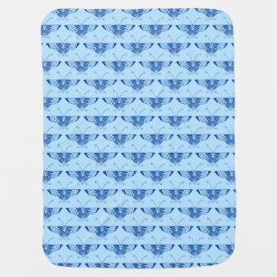 Stylized Deco butterfly  - cobalt and pale blue Swaddle Blanket