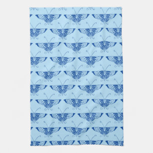 Stylized Deco butterfly - cobalt and pale blue Towel