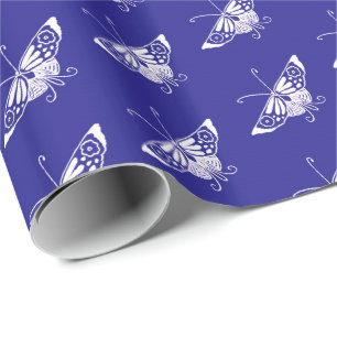 Stylized Deco butterfly - cobalt blue Wrapping Paper