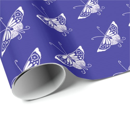 Stylized Deco butterfly  _ cobalt blue Wrapping Paper