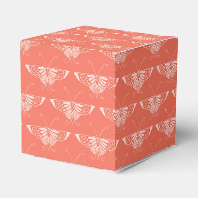 Stylized Deco butterfly  - coral orange Favor Boxes (Back Side)