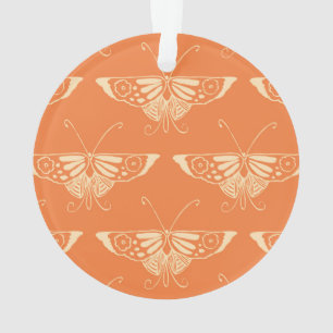 Stylized Deco butterfly - coral orange Ornament