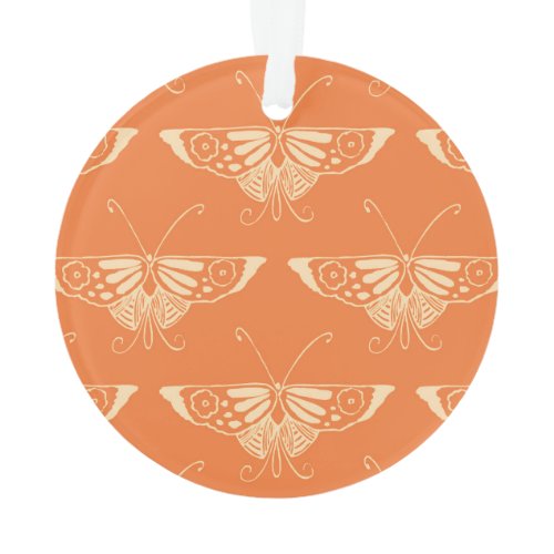 Stylized Deco butterfly  - coral orange Ornament