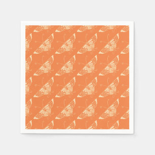 Stylized Deco butterfly - coral orange Paper Napkins