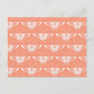 Stylized Deco butterfly - coral orange Postcard