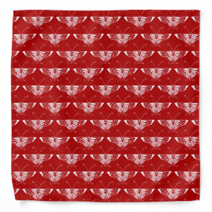 Stylized Deco butterfly  - dark red and white Bandana