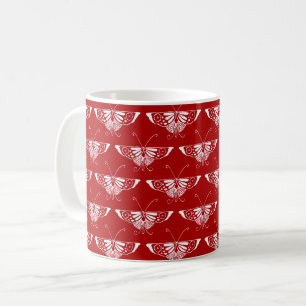 Stylized Deco butterfly - dark red and white Coffee Mug