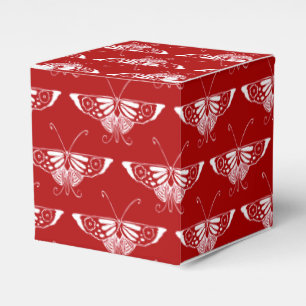 Stylized Deco butterfly - dark red and white Favor Boxes