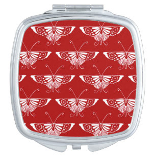 Stylized Deco butterfly - dark red and white Vanity Mirror