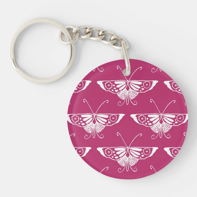 Stylized Deco butterfly  - deep mauve Keychain (Front)