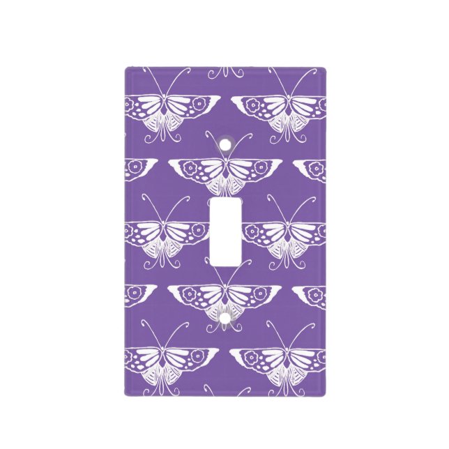 Stylized Deco butterfly  - dusty lilac Light Switch Cover (Front)