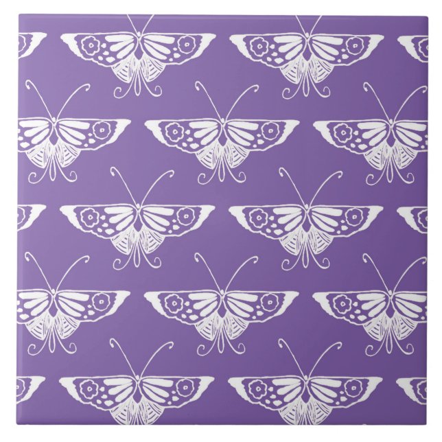 Stylized Deco butterfly  - dusty lilac Tile (Front)