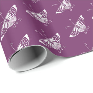 Stylized Deco butterfly  - eggplant purple Wrapping Paper
