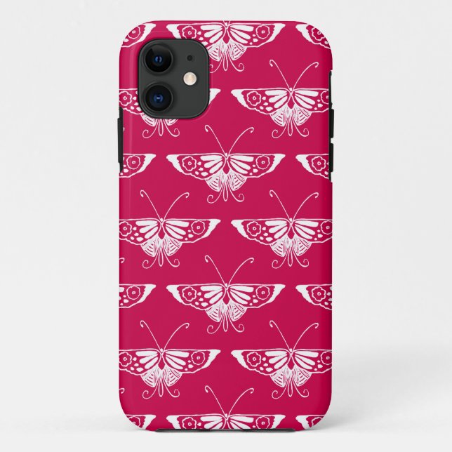Stylized Deco butterfly  - fuchsia pink Case-Mate iPhone Case (Back)