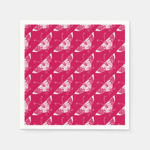 Stylized Deco butterfly - fuchsia pink Paper Napkins