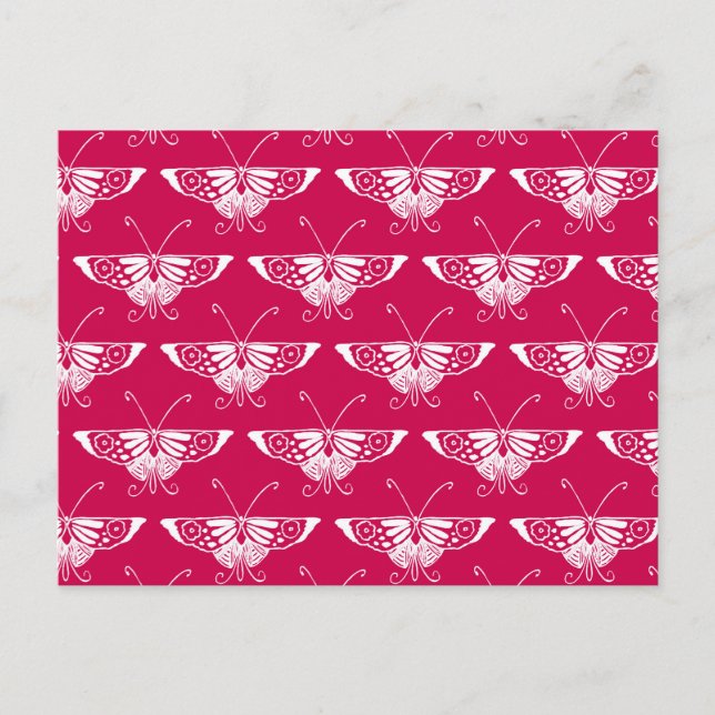 Stylized Deco butterfly  - fuchsia pink Postcard (Front)