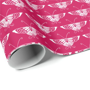 Stylized Deco butterfly  - fuchsia pink Wrapping Paper
