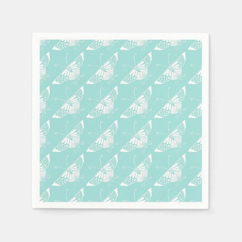 Stylized Deco butterfly  _ ice blue Napkins