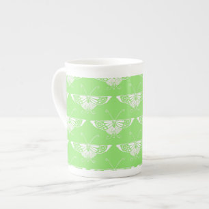 Stylized Deco butterfly - lime green Bone China Mug