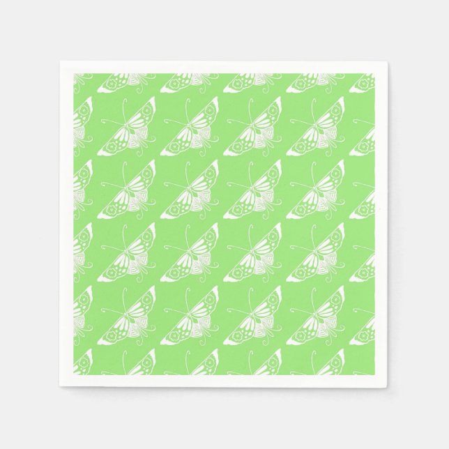 Stylized Deco butterfly  - lime green Napkins (Front)