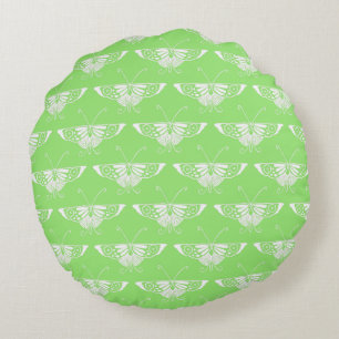 Stylized Deco butterfly - lime green Round Pillow