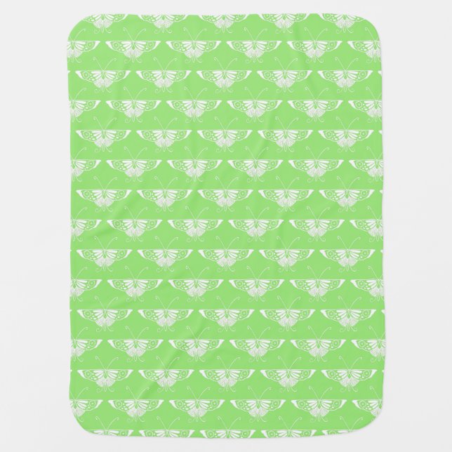 Stylized Deco butterfly  - lime green Stroller Blanket (Front)