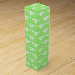 Stylized Deco butterfly - lime green Wine Gift Box