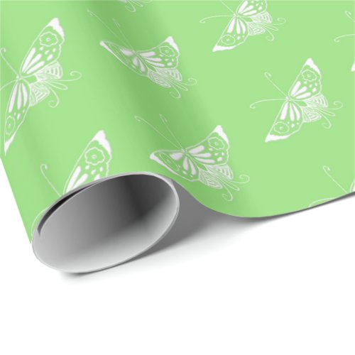 Stylized Deco butterfly  _ lime green Wrapping Paper