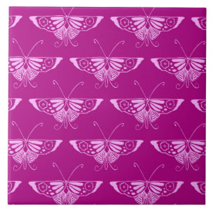 Stylized Deco butterfly  - magenta and pink Ceramic Tile